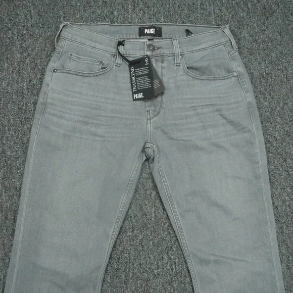 Paige Jeans Mens 31x34 Gray Laroy Federal Slim Straight 5 Pocket Stretch NWT
